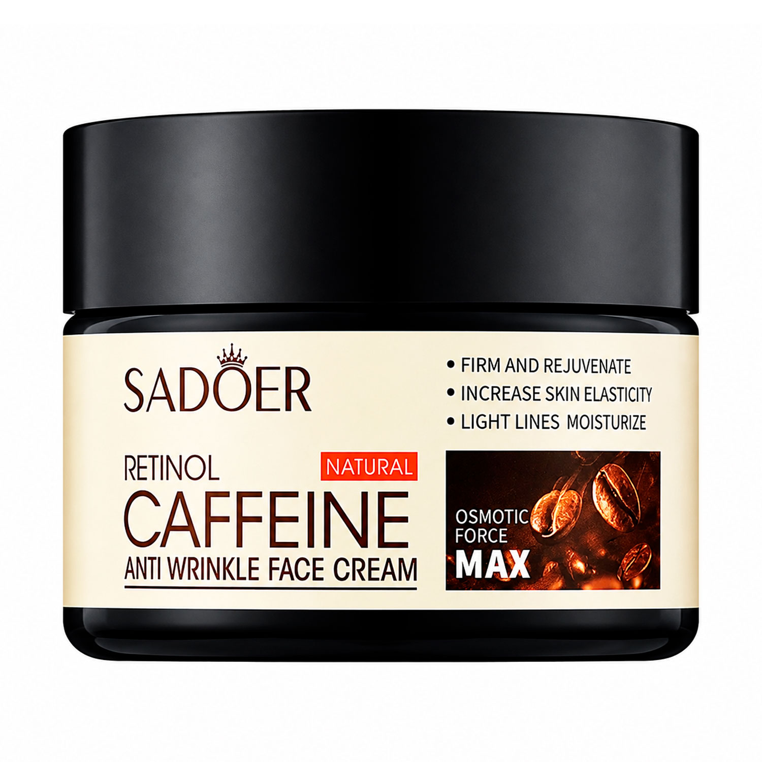 Крем для обличчя Sadoer Retinol Caffeine Anti Wrinkle Face Cream проти зморщок, з ретинолом та кофеїном, 50 г